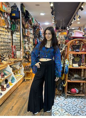 Nepal Bağlamalı Crop Mavi