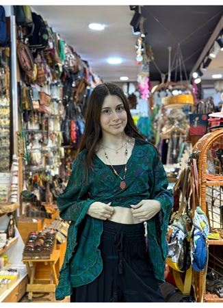 Nepal Bağlamalı Bluz Yeşil