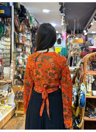 Nepal Bağlamalı Bluz Turuncu