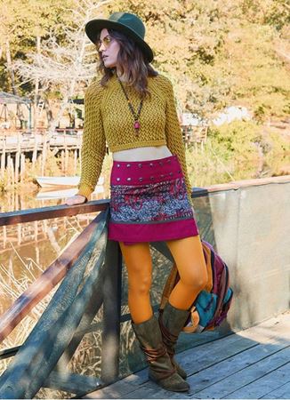 Çıtçıt Kapamalı Patchwork Anvelop Yeşil Etnik Etek