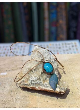 El İşi Özel Tasarım Doğal Taşlı Deri Kolye