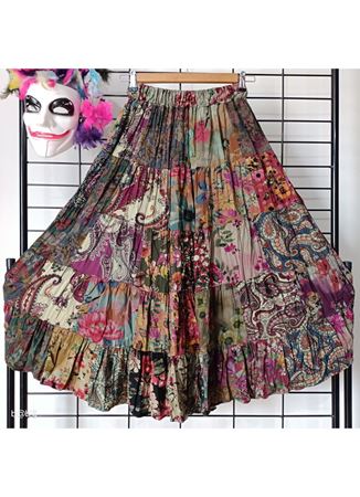 Patchwork Beli Lastikli Etek