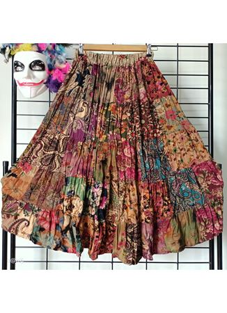 Patchwork Beli Lastikli Etek