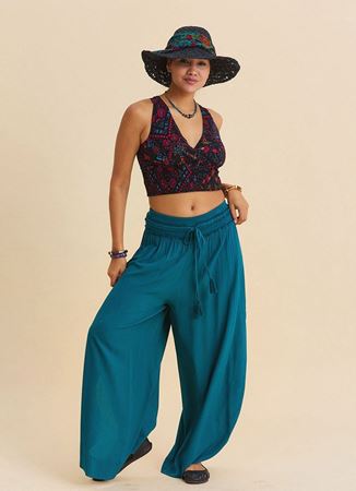 V Yaka Gipe Detaylı Arkadan Bağlamalı Siyah Çiçekli Bluz