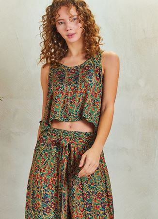 Etnik Desenli Kayık Yaka Tulum