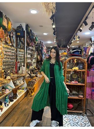 İtalyan Keten Kaftan Yeşil