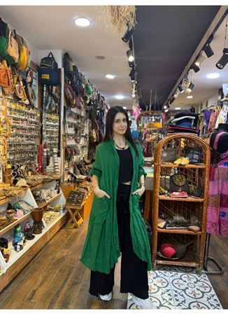 İtalyan Keten Kaftan Yeşil