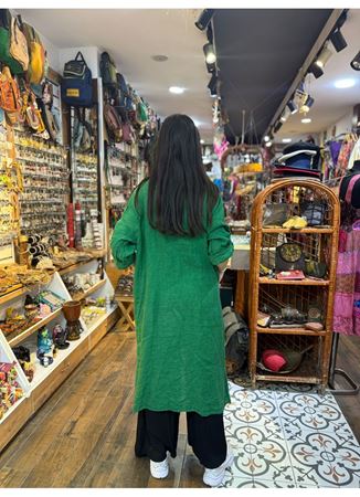 İtalyan Keten Kaftan Yeşil