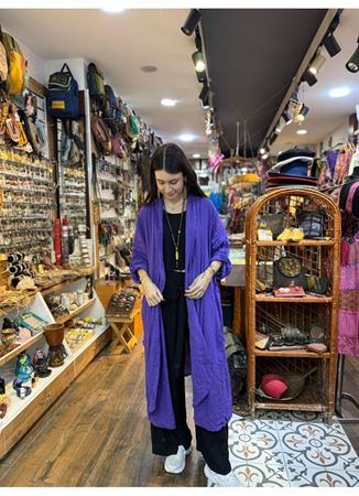 İtalyan Keten Kaftan Mor