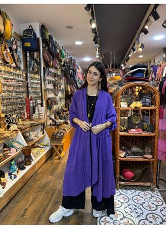 İtalyan Keten Kaftan Mor