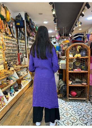 İtalyan Keten Kaftan Mor