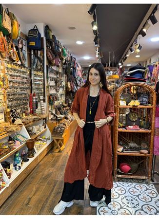 İtalyan Keten Kaftan Kiremit
