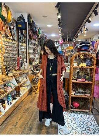 İtalyan Keten Kaftan Kiremit