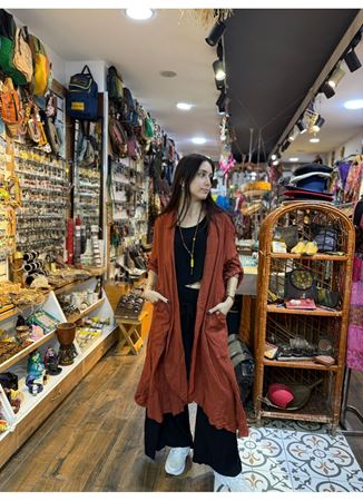 İtalyan Keten Kaftan Kiremit