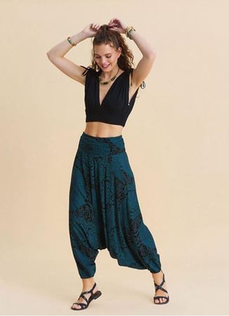 Drape Bel Paçası Lastikli Petrol Yoga Pantolonu