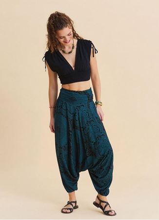 Drape Bel Paçası Lastikli Petrol Yoga Pantolonu