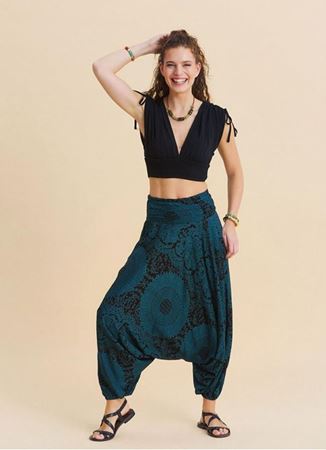 Drape Bel Paçası Lastikli Petrol Yoga Pantolonu