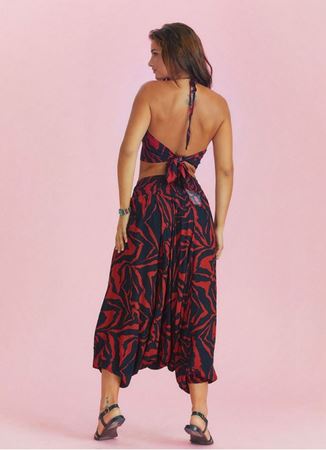 Drape Detay Beli Lastikli Şalvar Pantolon
