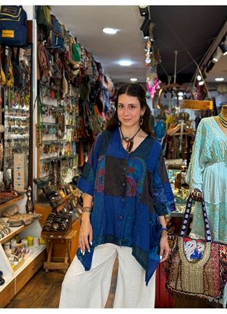 Nepal Tasarım Bluz Mavi