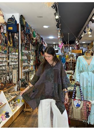 Nepal Tasarım Bluz Gri