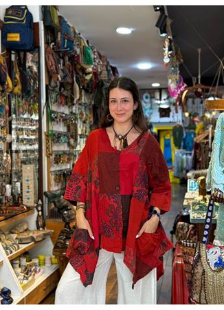 Nepal Tasarım Bluz Kırmızı