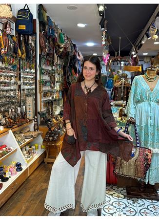Nepal Tasarım Bluz Kahverengi