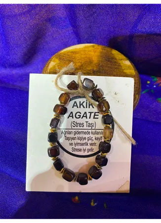 AKİK AGATE ( STRES TAŞI) DOĞAL TAŞ BİLEKLİK
