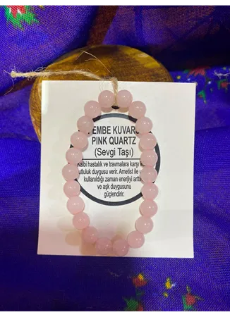 PEMBE KUVARS (SEVGİ TAŞI) DOĞAL TAŞ BİLEKLİK