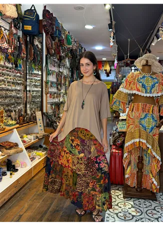 Patchwork Beli Lastikli Etek