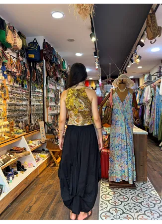 Cepli Beli Bağcıklı Siyah Asimetrik Etek