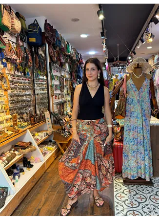 Kahve Desenli Beli Bağcıklı Cepli Uzun Etek