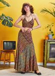 Pera Desen Patchwork Uzun Etek