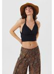 Bağlamalı Sırt Detaylı Şık Bohem Crop Bluz Siyah