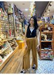 Lastikli Kolsuz Degaje Yaka Siyah Şık Crop Bluz