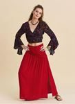 Drape Detaylı Yırtmaçlı Kırmızı Salaş Etek