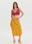 Kapri Düşük Lastikli Bel Sarı Salaş Etek Pantolon
