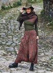 Retro Desenli Düğmeli Otantik Şalvar Pantolon