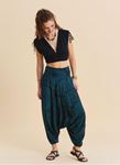 Drape Bel Paçası Lastikli Petrol Yoga Pantolonu