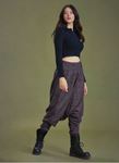 Gipe Bel Detaylı Kışlık Bordo Desenli Kadın Şalvar Pantolon 