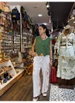 İtalyan Keten Pantolon Çiçekli
