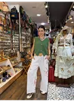 İtalyan Keten Pantolon Çiçekli