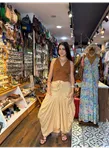 Beli Bağcıklı Cepli Krem Balon Etek