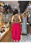 Otantik Beli Bağcıklı Cepli Uzun Kırmızı Etek